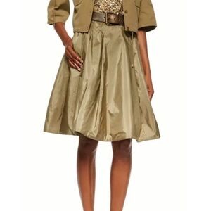 Ralph Lauren Purple Label Olive A-Line Midi Skirt